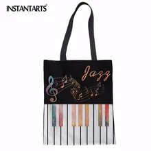 INSTANTARTS многоразовая сумка для покупок 3D Pinao с принтом клавиатуры женская льняная Сумка-тоут продуктовый нейлон хлопок большая сумка женская сумка