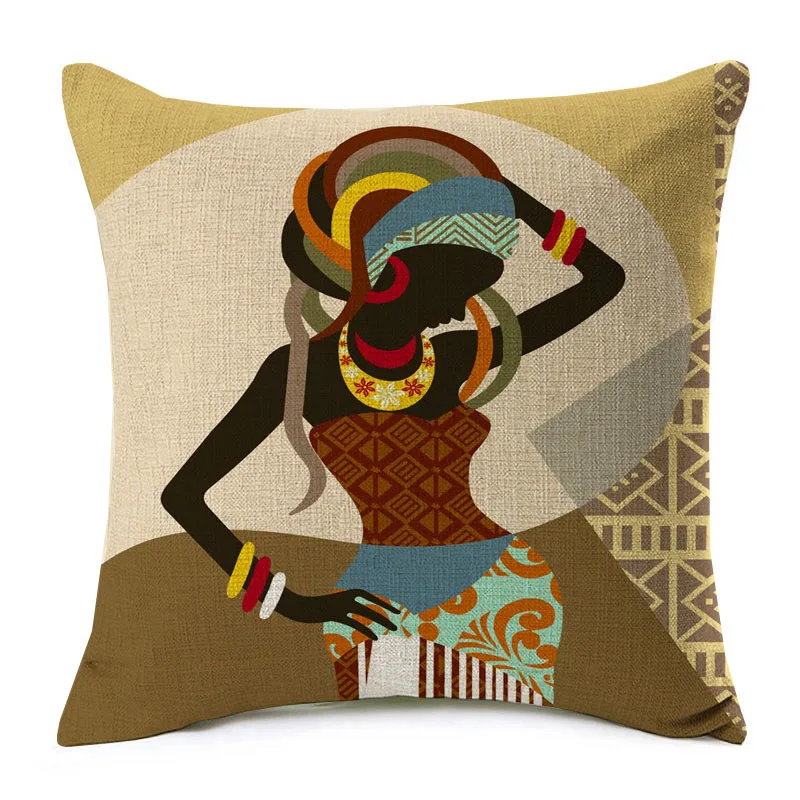 Африканская леди танцующий Диван Декоративные подушки Чехлы Африка символы Современное украшение искусство белье Чехлы для подушек украшения в спальню
