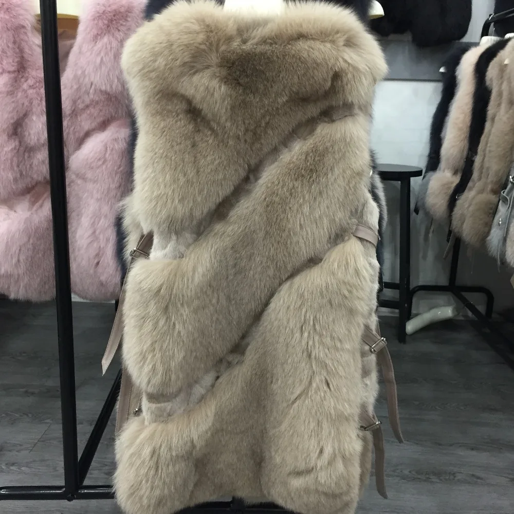 Best SQXR FUR Real Fox Fur Vest Women  New Fashion Genuine Fox Fur Coat Gilet  Jacket Winter with mink fur vest 9