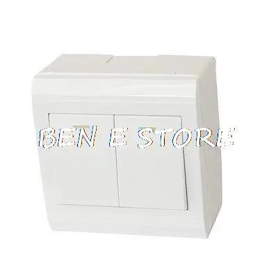 

250VAC 10A White Cover Square SPST Two Gang Button Wall Plate Switch