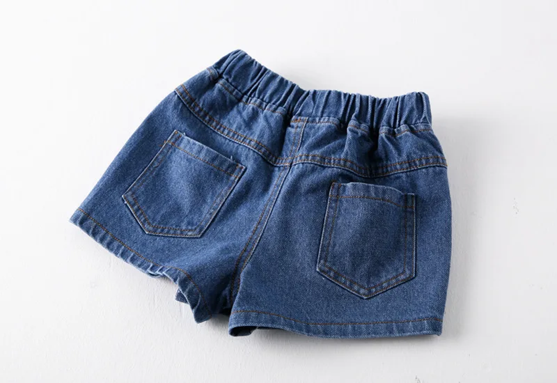 Летние детские короткие джинсовые штаны для девочек, модные детские потертые джинсы, имитация двух предметов, юбка, штаны, шорты, одежда для маленьких девочек 2-7 лет