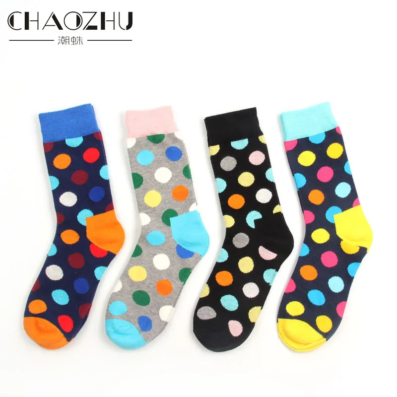 Image CHAOZHU New Fashion Women Men Big Dots Socks Unisex Daily Trendy Street Snap Casual Crew Socks Happy Socks For Men Women