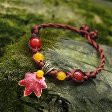 Mulheres pulseiras 2016 nova tecelagem DIY acessórios jóias menina pulseira de liga de cobre Da Folha de plátano boemia amp bangles BS28