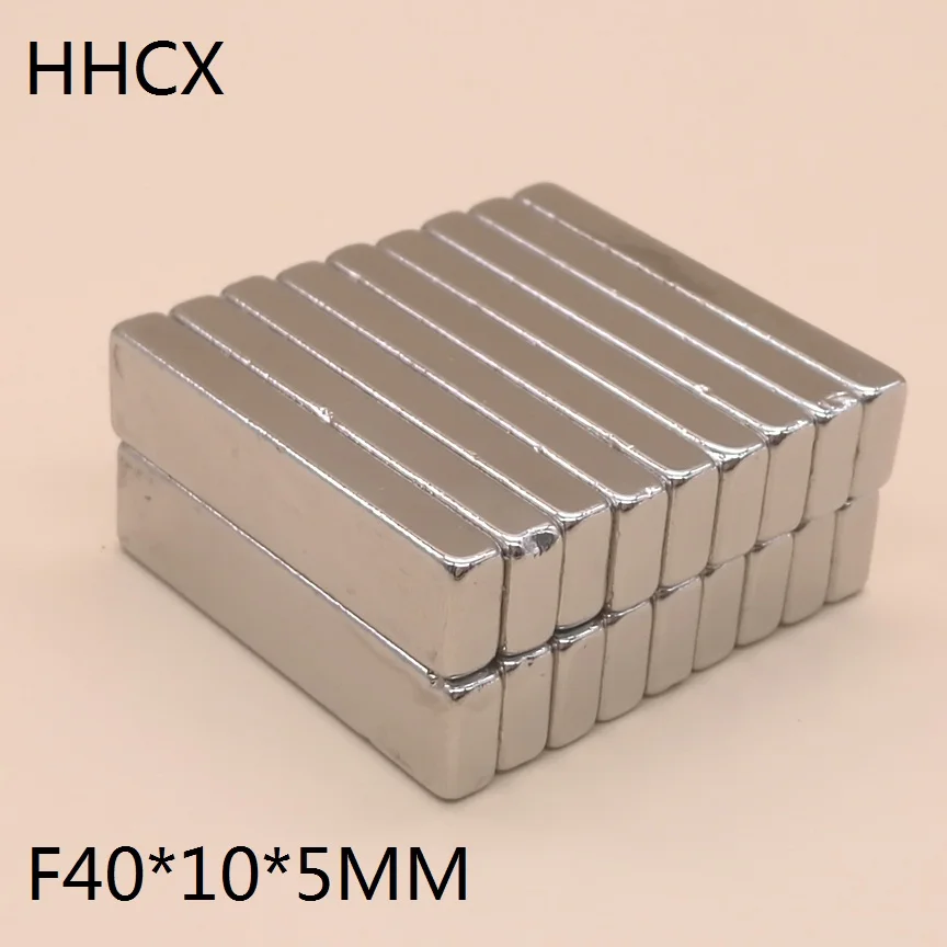 50 шт./лот магнит 40x10x5 мм N38 сильный квадратный NdFeB редкоземельный магнит 40*10*5 мм неодимовые магниты 40 мм x 10 мм x 5 мм