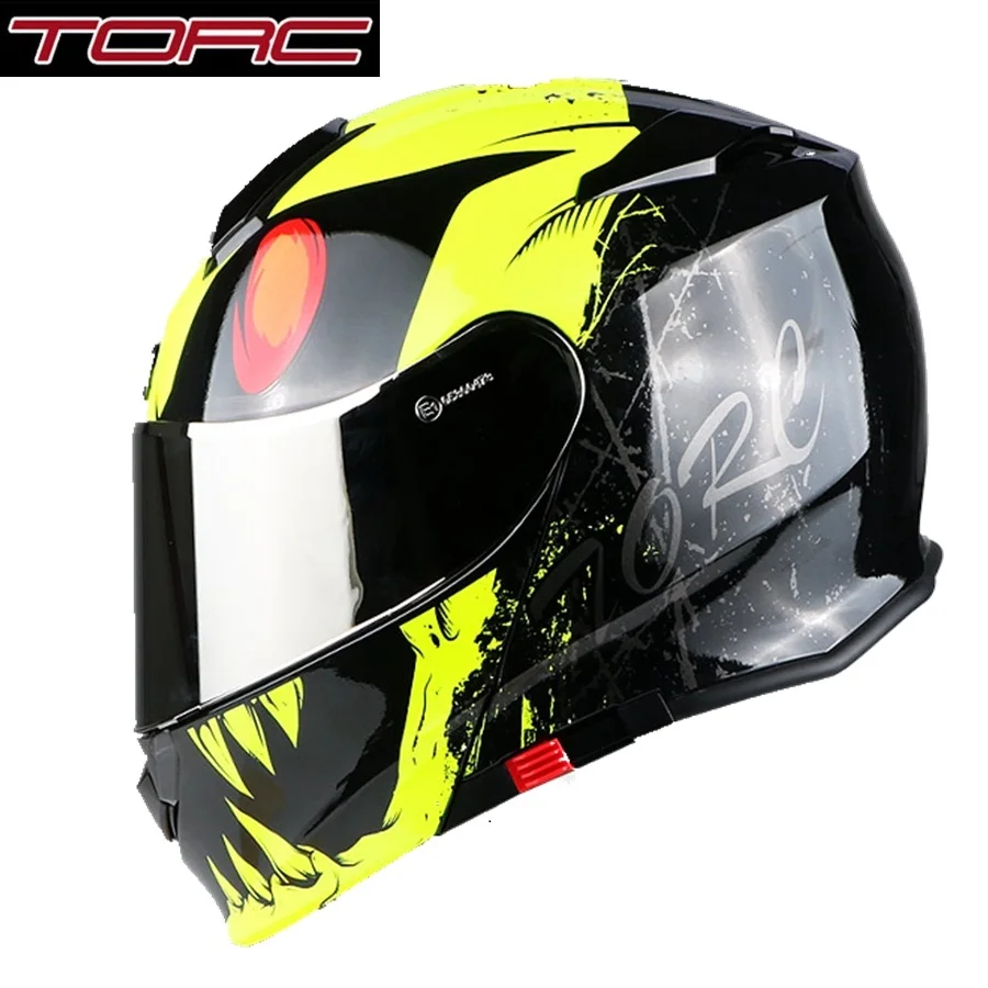 1 шт. двойной козырек откидной модульный ABS DOT ECE Moto шлем полный уход за лицом мотокросса защита головы мотоциклетный шлем - Цвет: yellow monster