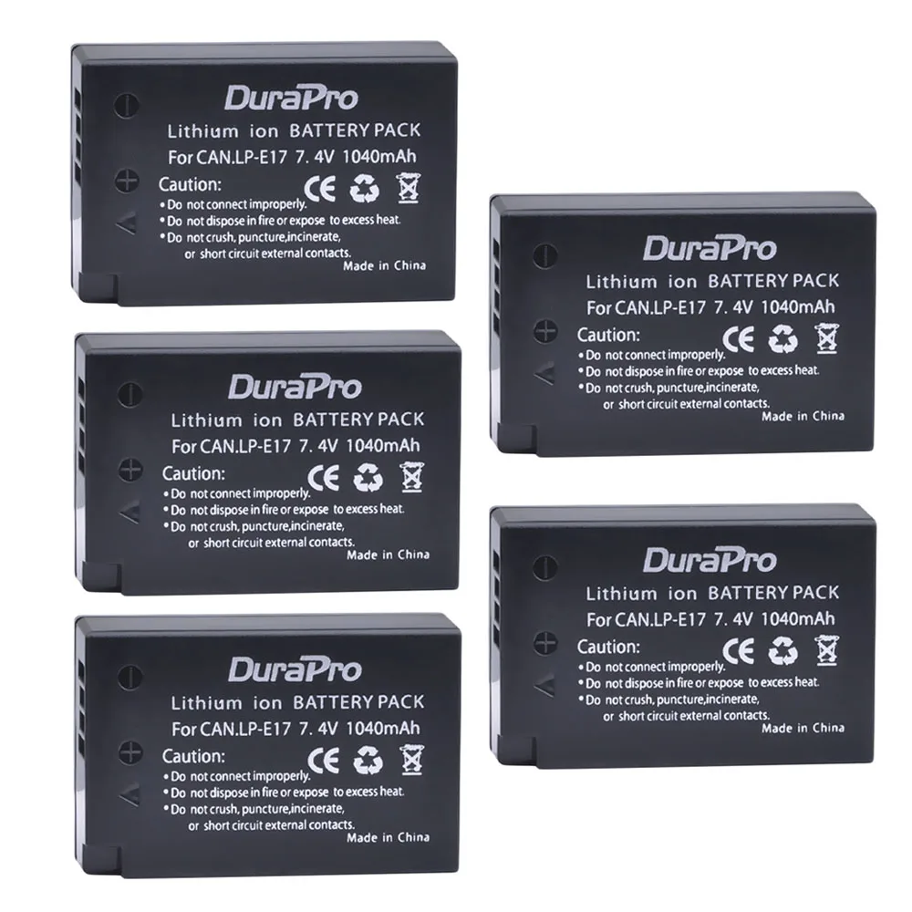 

5pc LP-E17 LPE17 LP E17 7.4V 1040mAh Rechargeable Li-ion Battery for Canon EOS Rebel T6i 750D T6s 760D M3 8000D Kiss X8i camera