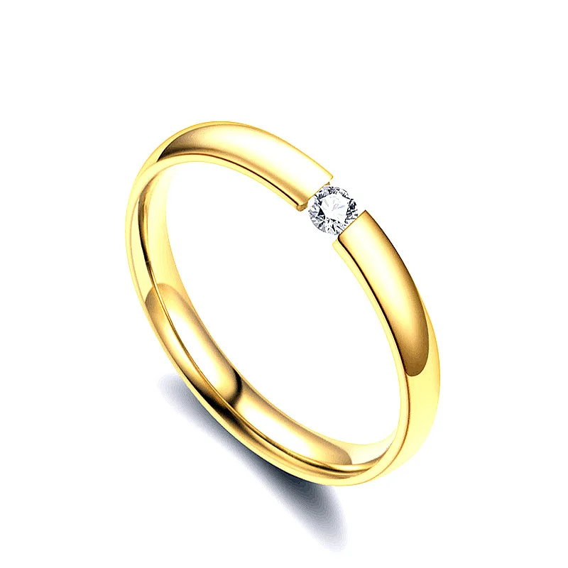 Обручальное кольцо для женщин из нержавеющей стали серебряные кольца золотистого цвета подарок для девочки Размер США 5 6 7 8 9 10 11 - Цвет основного камня: R232