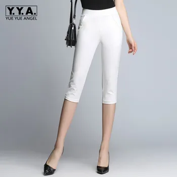 

Casual Summer Womens New Brand Stretch Calf Length Pants High Waist Slim Fit Plus Size 9XL Solid Streetwear Female Pencil Pants