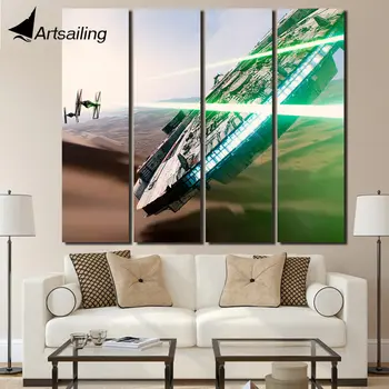 

4 piece canvas painting Spacecraft desert wall pictures for living room home decor posters and prints Free shipping/up-1390D