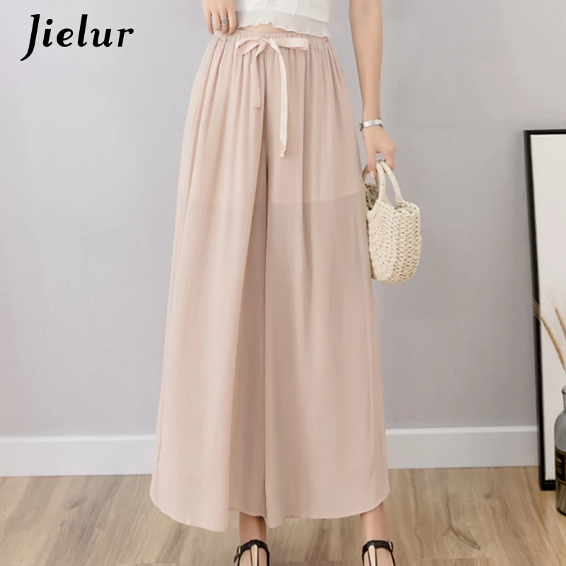

Jielur Summer Wide Leg Pants Women Simple Harajuku 6 Colors Basic Trousers Female Leisure Roupas Loose Vintage Pantalon Femme