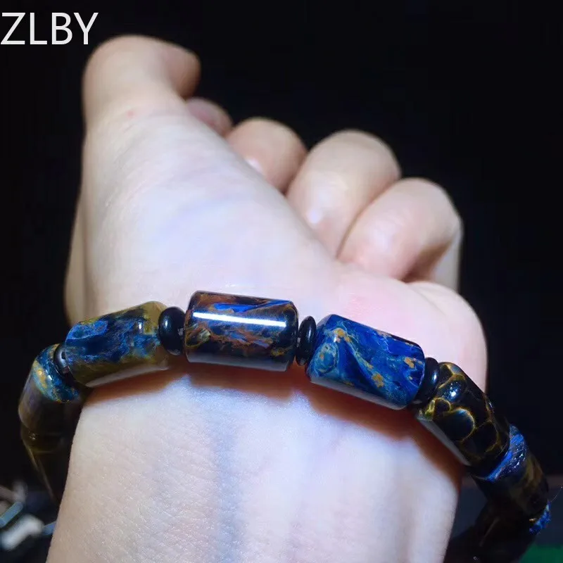 

B103016 8.4x13.2mm Natural Crystal Namibia Pietersite Bracelet Blue Red Beads Stone Round Bead Bracelets Man Women