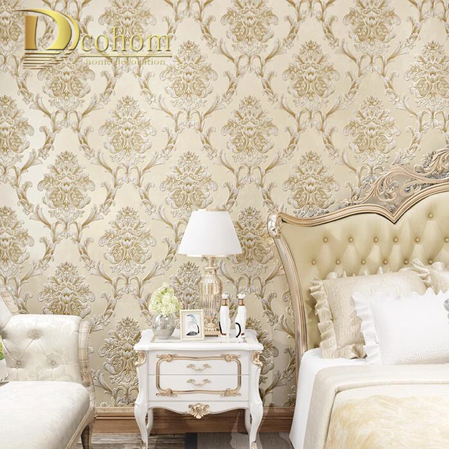 

modern Luxury Damask European 3D Wallpaper For Walls Decor Embossed Wall Paper Rolls For Bedroom Living Room Sofa TV Background