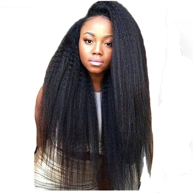 

Feibin Lace Front Wig Afro Synthetic Yaki Curly Hair Heat Resistant Fiber