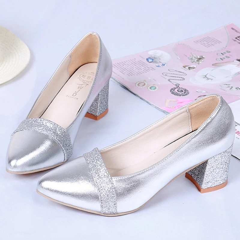 office shoes silver heels