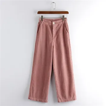

Winter Women Corduroy Wide Leg Pants Autumn High Waist baggy Ankle-Length trousers Women Corduroy Harem Pants A72306