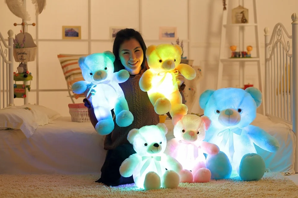Индуцированной люминесцентные медведь плюшевые игрушки светоизлучающих куклы Милые мишки для девочек, best подарки для влюбленных и день