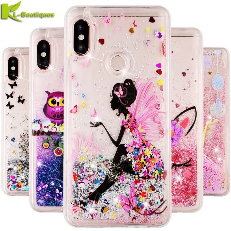

Soft Case on For Etui Xiaomi Redmi Note 5 Cases for Xiaomi Redmi Note 5 6 Pro Case Cover Glitter Dynamic Liquid Cover Coque