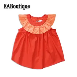 EABoutique/Детская летняя одежда для девочек свежий апельсин Цвет милые большой Питер Пэн воротник Повседневные детские платья для девочек