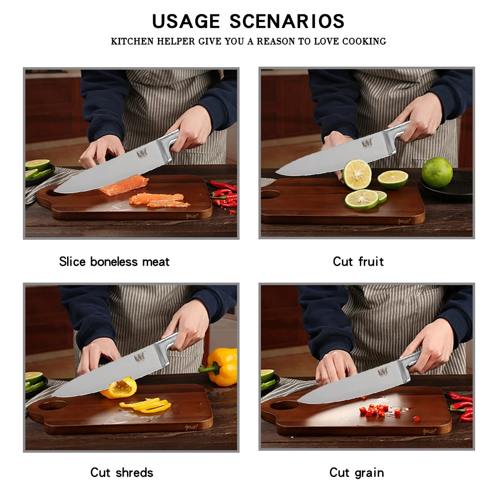 XYj кухонные ножи из нержавеющей стали эргономичный дизайн кухонный нож 7cr17 качество лезвия 3," 5" " 8" " 8" дюймов нож