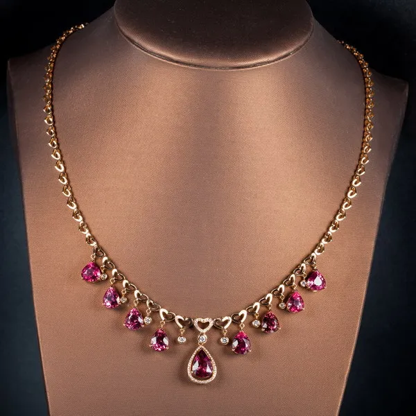 ZOCAI Топ Роскошная серия бразильский красный турмалин 15 0 CT с 45 бриллиантовые