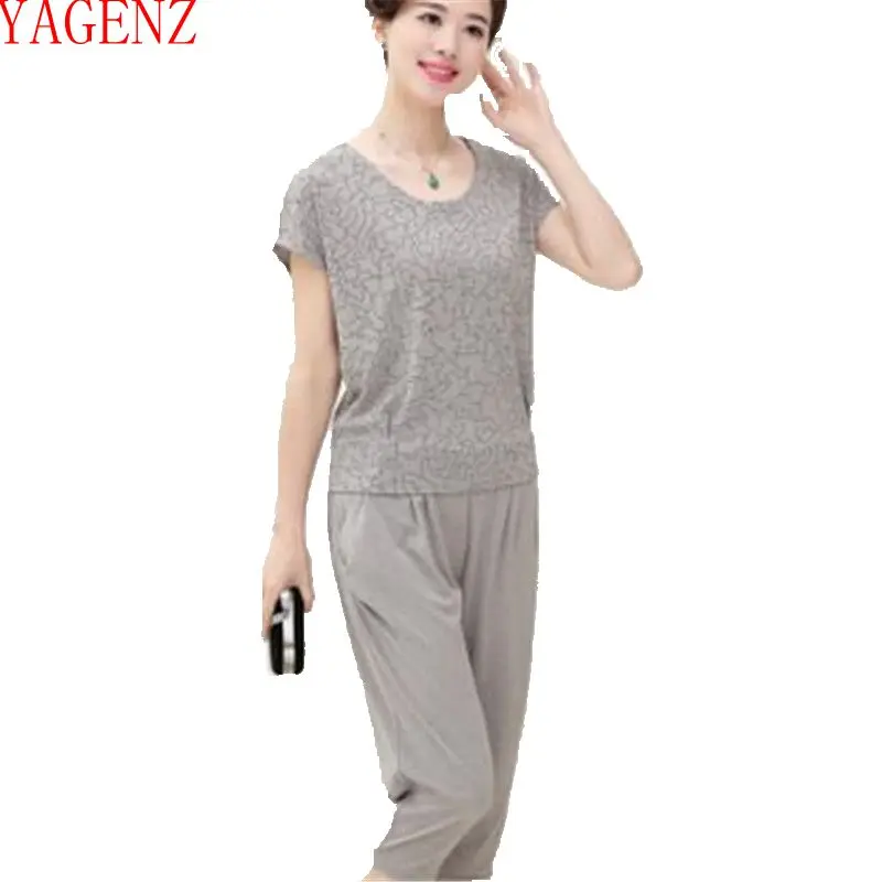 

Fashion Summer Tracksuit for Women Loose Large size Women 2018 New Tops + Pants Women Sporting suit set Vintage 2Piece set 1250