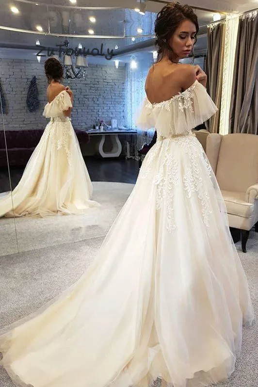 appliques-flutter-sleeves-wedding-gown-with-tulle-skirt-1 (1)