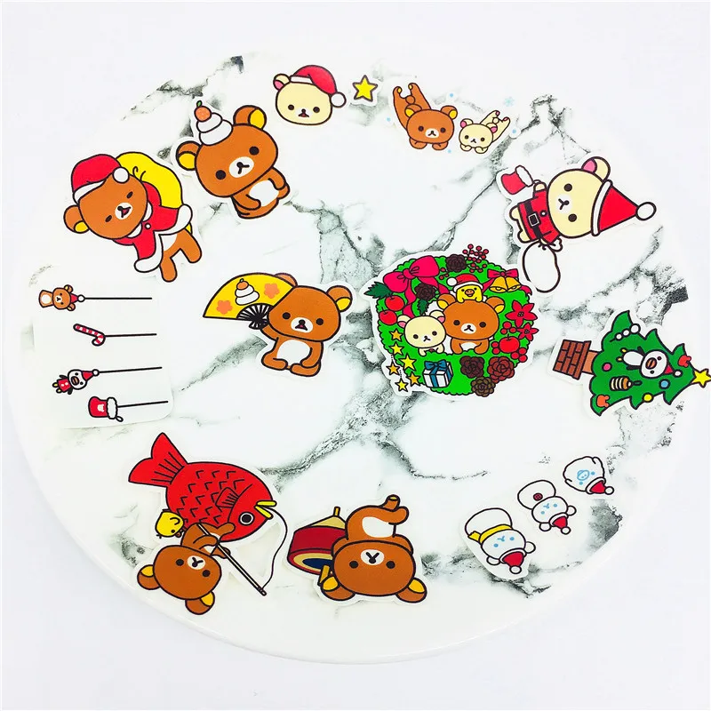 38 PCS Anime Christmas bear paper Stickers Crafts And Scrapbooking stickers book Student label Decorative sticker DIY Stationery