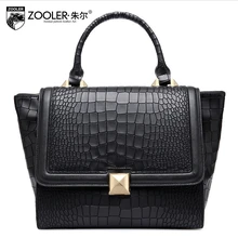 New zooler genuine leather women bag brands fashion crocodile grain quality cowhide women handbags shoulder messenger bag