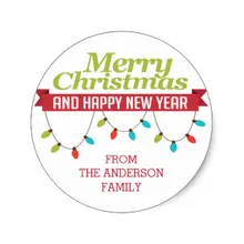 3.8 см пользовательские счастливого Рождество яркие огни Стикеры