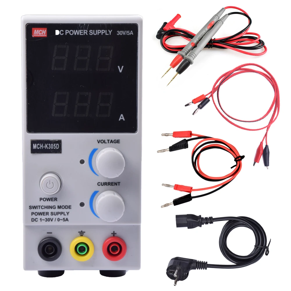 

MCH K305D DC Power Supply 220V/110V 30V5A Rework Station Mini Switching Regulated Adjustable SMPS Single Channel Power Supply