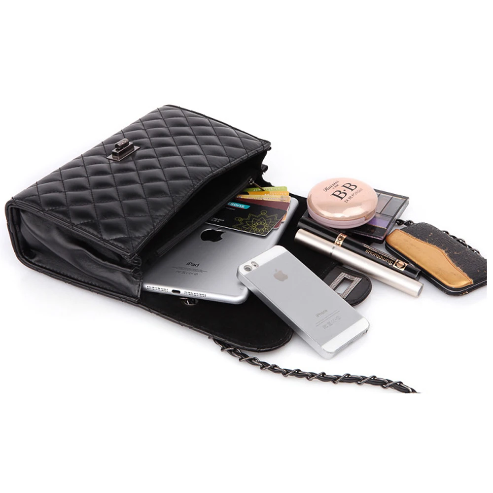 Women Chain Leather Bag 2019 Rhombic Fashion Female Bag Retro Wave Messenger Bag Luxury Designer Ladies Handbags Shoulder Bag