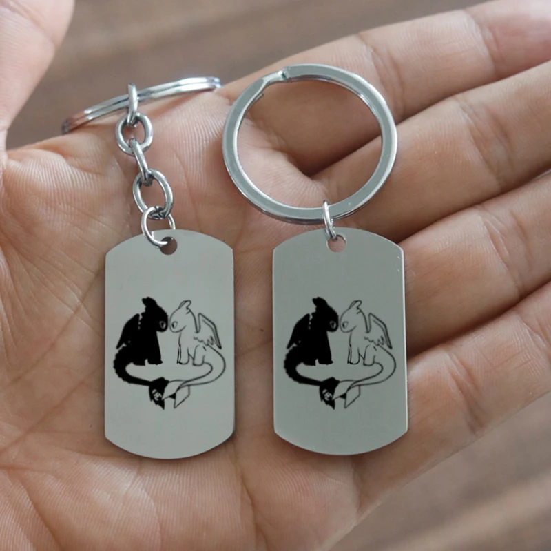 

How To Train Your Dragon Keychain Stainless Steel Pendant Keyring Night Fury Toothless Dragon 3 Keychain Children Toy Gifts