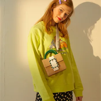 

Bag female 2020 designer color matching small square bag with diamond straw wide shoulder strap shoulder bag