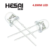 100 шт./лот светодиодный 5 мм соломенная шляпа белый светодиодный s светильник светящиеся диоды 4,8 мм Прозрачный Ультра яркий широкоугольный светодиодный