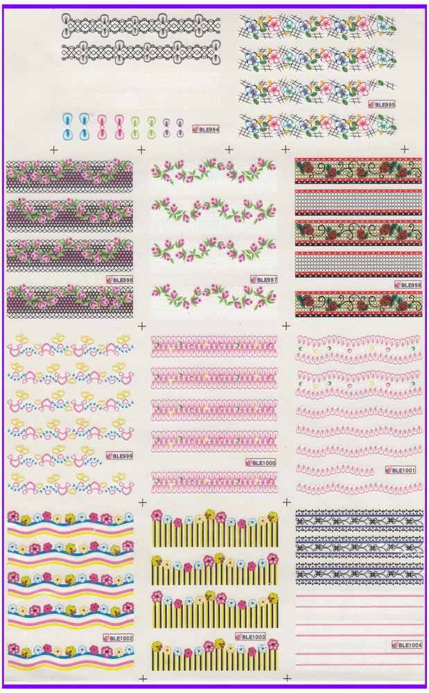 

11 PACK/ LOT WATER DECAL NAIL ART NAIL STICKER FLOWER FRENCH SMILE LACE WAVE LINES BLE994-1004