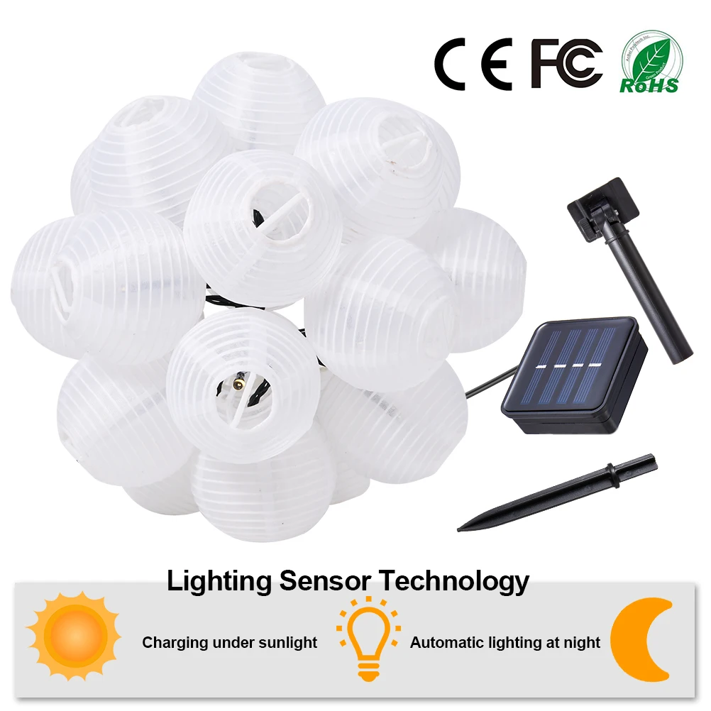 Bola de Luz Luzes de Fadas Solar ao ar Guirlanda de Natal de Iluminação Iluminação para a para a Decoração do Jardim Solar Luzes da Corda Lanterna Led 10 e 20 Led Livre 13 Lâmpadas solares