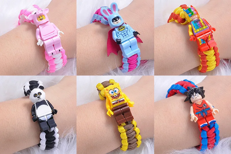 Disney Anime Toy Story 4 Marvel Buzz Lightyear Bracelet Building Blocks Action Figure Toy Woody Spiderman Bracelet Kid Gift Toys