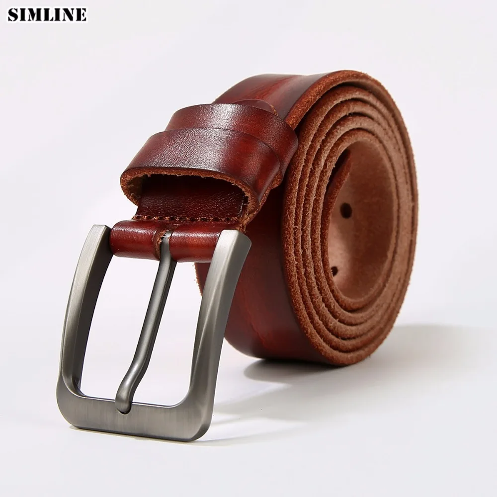 

Genuine Leather Belts Men Top Layer Cow Leather Casual High Quality Belt Vintage Design Pin Buckle Waistband Strap For Male 3CM