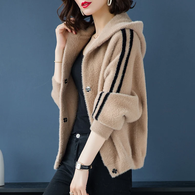 

Women Jacket Winter Warm Hooded Button Loose Mink Cashmere Coat 2019 Plus Size Autumn Winter Short Jacket Mujer Coat For Girls