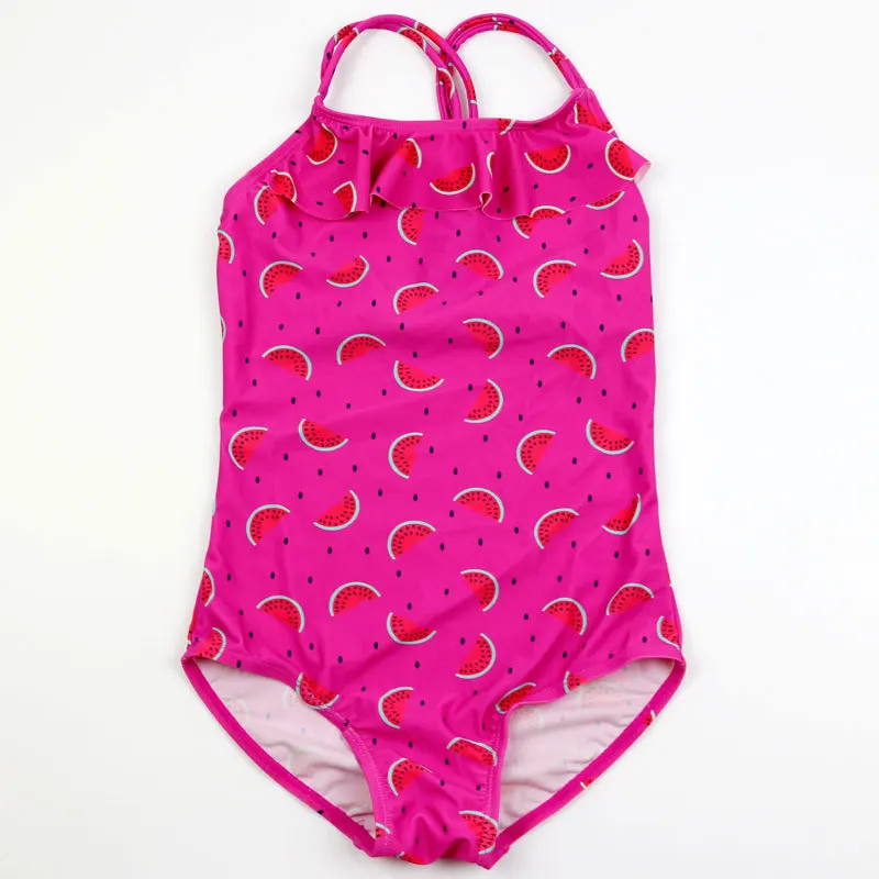 Ming/купальный костюм с принтом для девочек купальный костюм из одного предмета детская одежда для купания пляжная одежда для девочек, детский купальный костюм детское сиамское треугольное бикини - Цвет: Красный