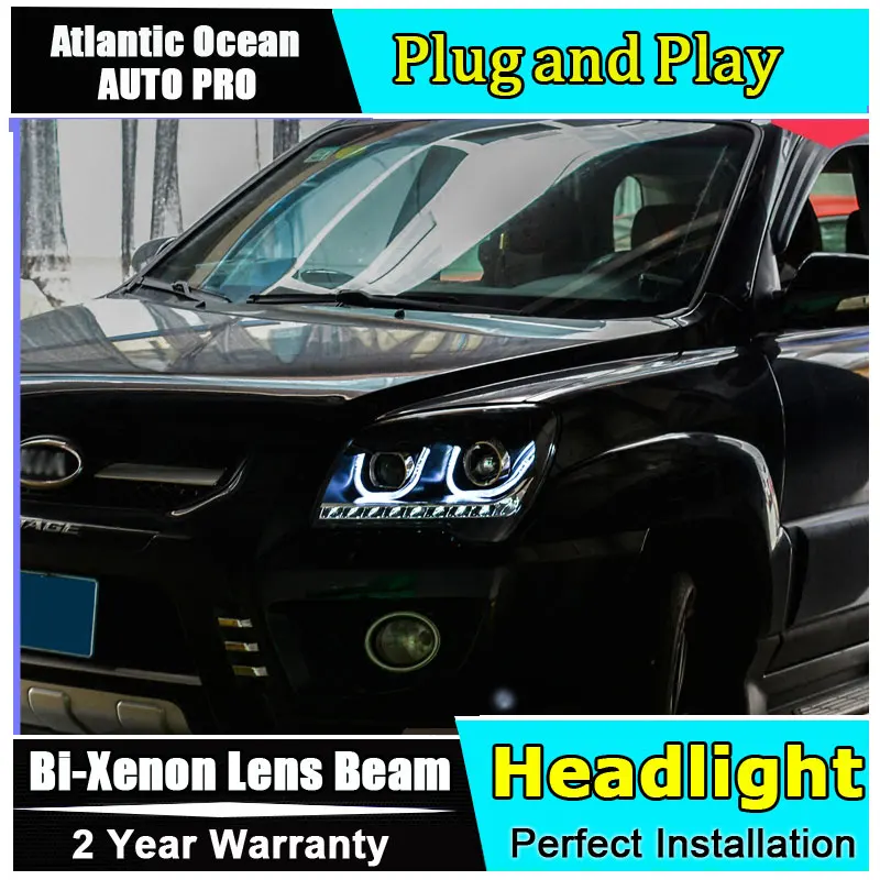 Автомобильный Стайлинг для KIA Sportage фары U angel eyes 2007 2013 передняя фара Биксеноновая