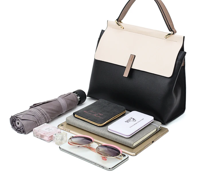 Новая дизайнерская Большая вместительная кожаная сумка для женщин контрастного цвета, сумка через плечо, роскошные сумки, женская сумка
