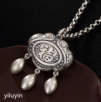 

KJJEAXCMY S990 cut - out lace open rich and pure silver Thai silver antique sweater pendant
