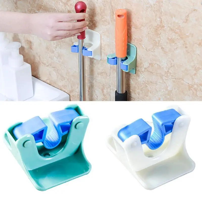 

LIRUIKA Kitchen Sticky Wall Mop Broom Holder Home Toilet Storage Broom Organizer Wall Mounted Cleaning Tool Fixed Clip