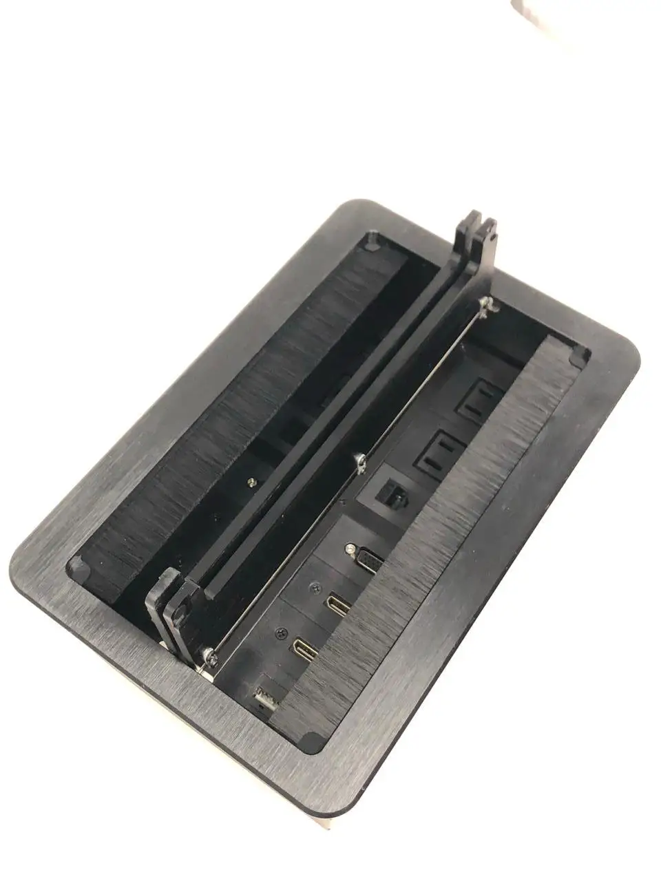 

Free shipping Multifunctional Tabletop Wireless Power Outlet With Brush For Conference table cable cubby kinds of similar type