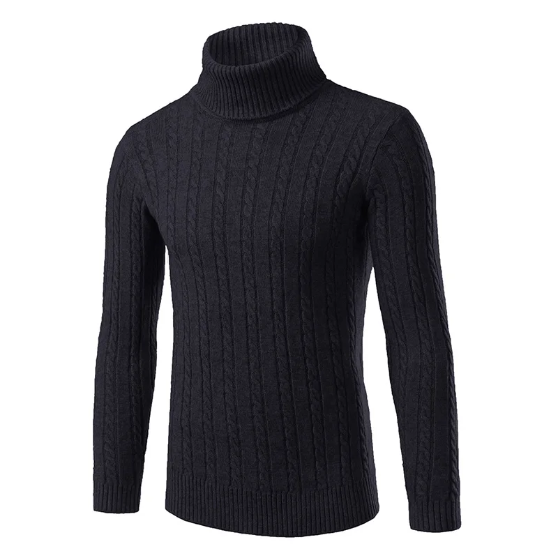 ^Cheap 2019 New Men's Autumn Winter Warm Brand Casual Sweater Long Sleeve Striped Fitness Knitted Sweaters Pullover Men Top turtleneck