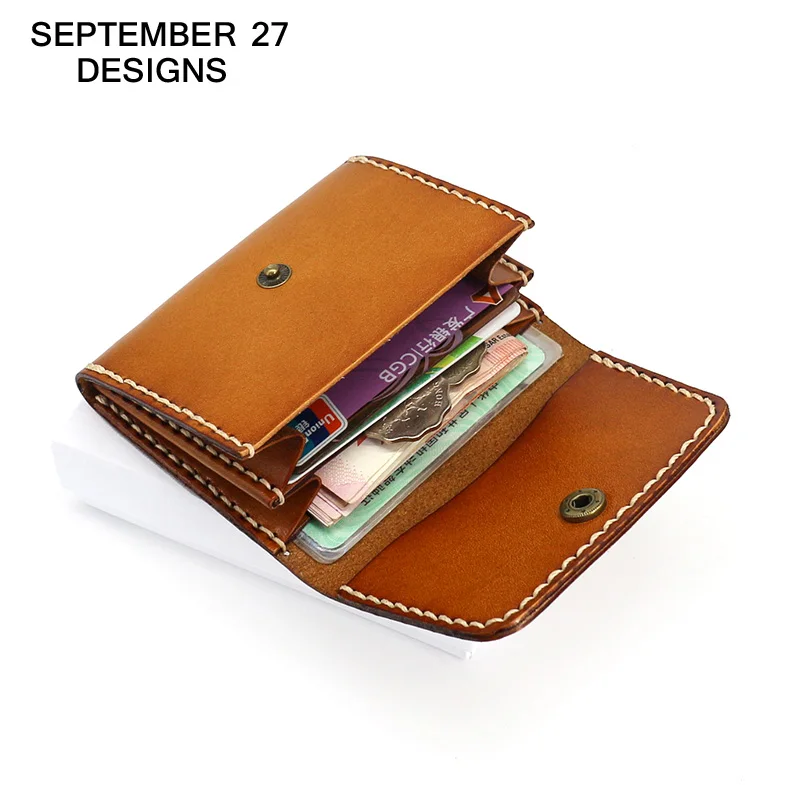 

Genuine leather Credit Card Wallet Handmade Cowhide Coin Purses Men Mini Purse Women Money Bag Coin Pouch ID Wallets Card Holder