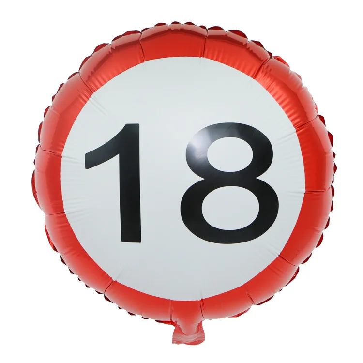 Дорожные знаки Белого красного цвета 18/30/40/50/60 номер Фольга воздушные шары цифры воздушные шары украшения День рождения ли вы поставить колесные цилиндры 1 шт - Цвет: 18