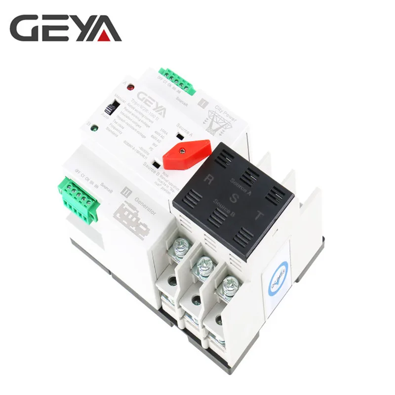 Free Shipping GEYA Din Rail 220V 3P 100A ATSE Dual Power Automatic Transfer Switch 50/60Hz PC Grade Auto or Manual Selection