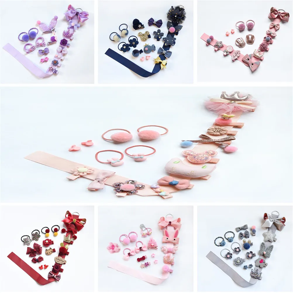 

Girls Hairpins 18Pcs Hair Clips Kids Gift Box Set Hairpin Bowknot Flowers Motifs Hair Clip Set